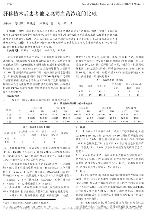 肝移植术后患者他克莫司血药浓度的比较_许桐林