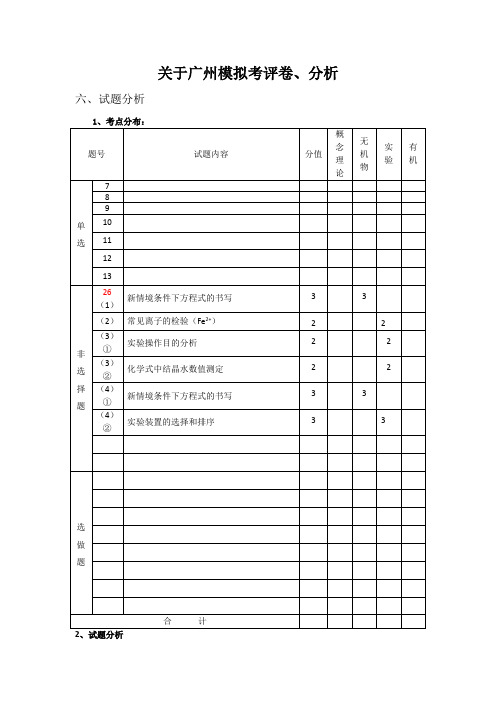 2018届广州模拟考评卷分析26题(化学)