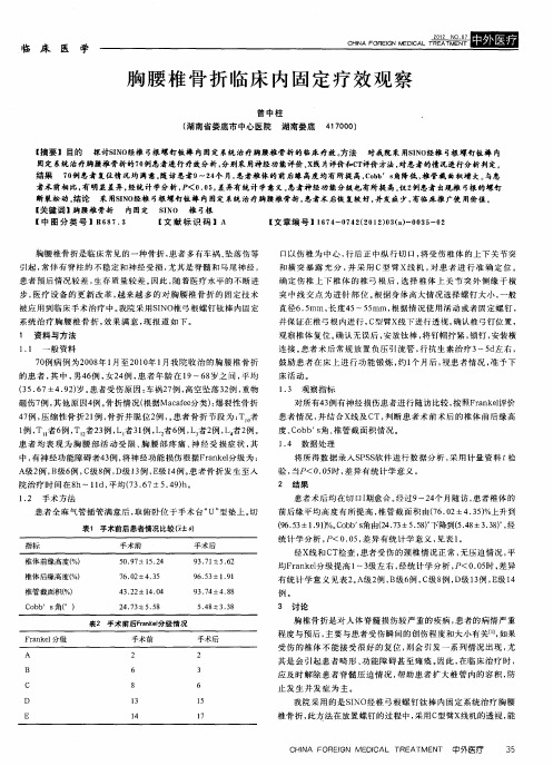 胸腰椎骨折临床内固定疗效观察