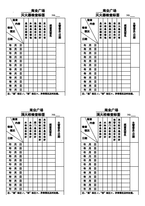 商业广场灭火器检查标签(商场物业管理)-模板