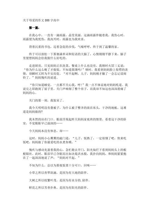 母爱的作文800字高中