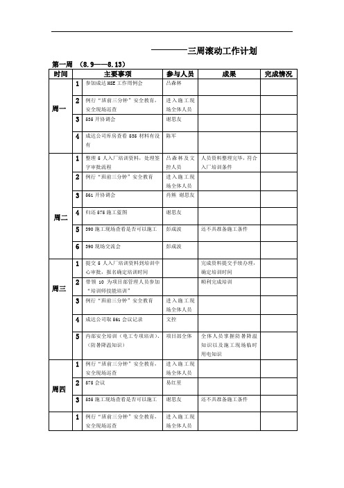 三周滚动计划