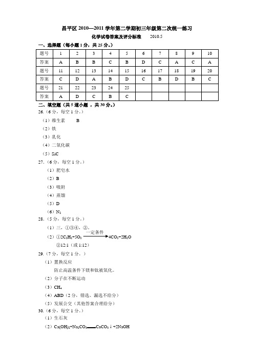 (答案)初三二模中考化学