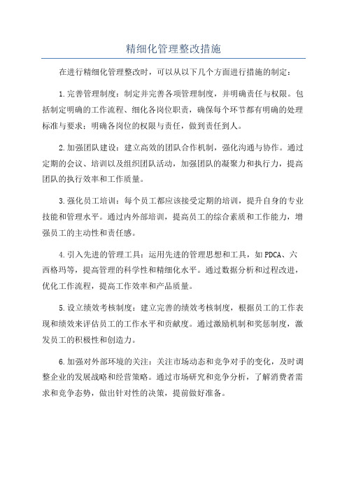 精细化管理整改措施