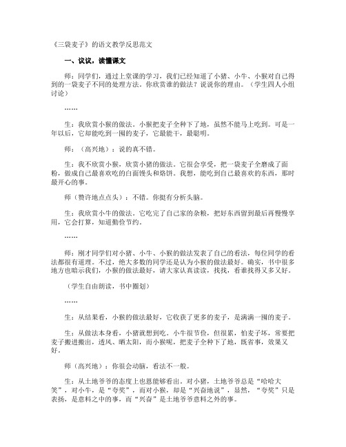 《三袋麦子》的语文教学反思