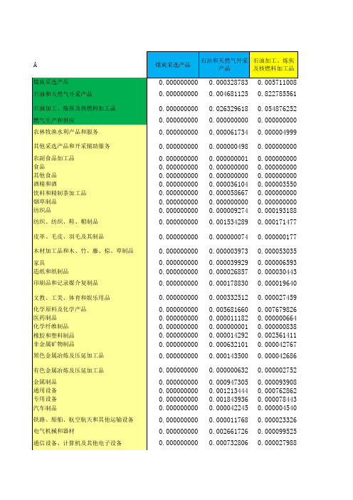 直接消耗系数和完全消耗系数