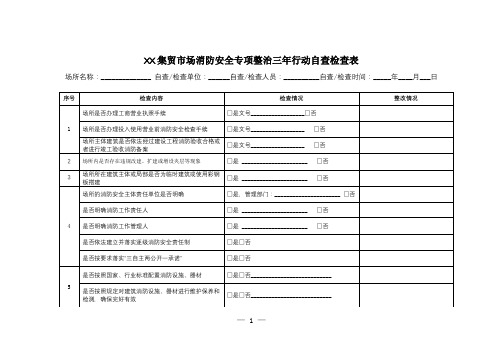 农贸集贸市场消防安全专项整治三年行动自查检查表