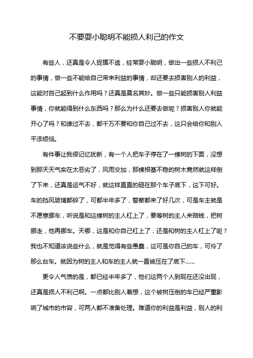 不要耍小聪明不能损人利己的作文