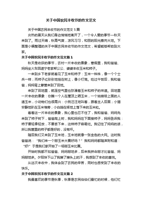 关于中国农民丰收节的作文范文