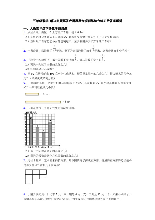 五年级数学 解决问题解答应用题题专项训练综合练习带答案解析