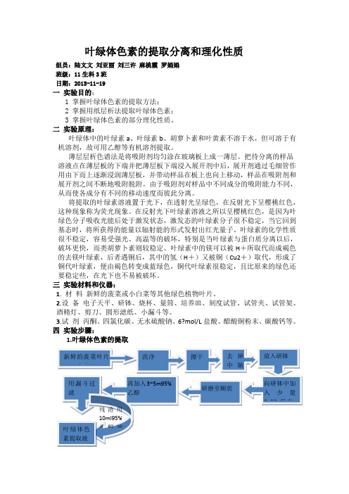 叶绿体色素的提取分离和理化性质