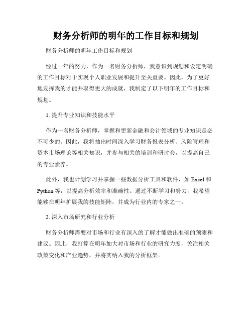 财务分析师的明年的工作目标和规划