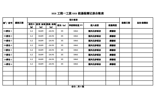 桩基承载力检测施工台账