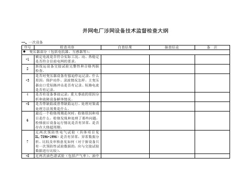 并网电厂涉网设备技术监督检查大纲