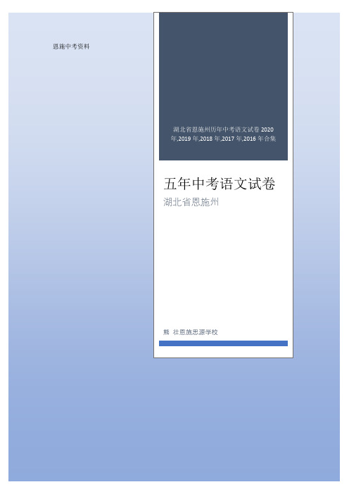 恩施州历年语文中考试卷合集2020,2019,2018,2017,2016