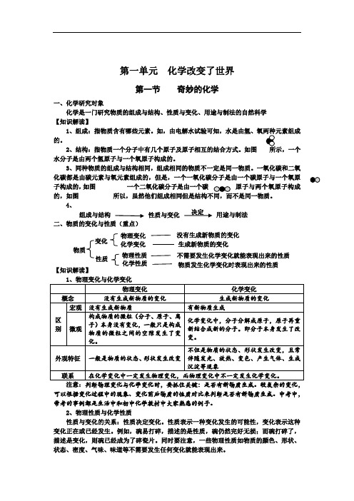 (完整)鲁教版初中化学复习提纲