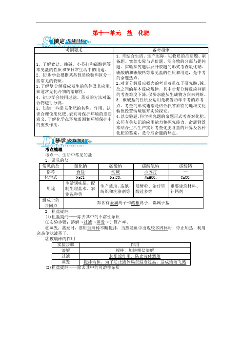 中考化学总复习 基础讲练 第十一单元 盐 化肥