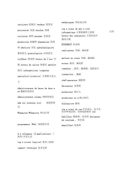 法语实用分类词汇