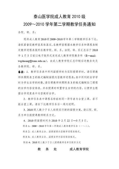 泰山医学院成人教育XX0级