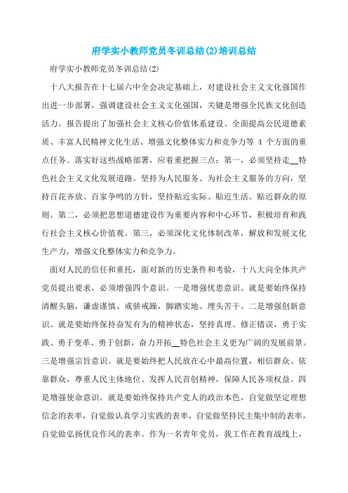 府学实小教师党员冬训总结(2)培训总结