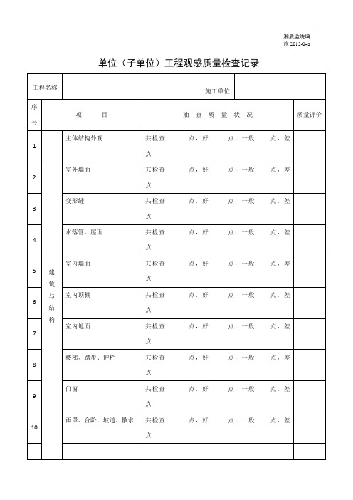 单位工程观感质量检检查记录