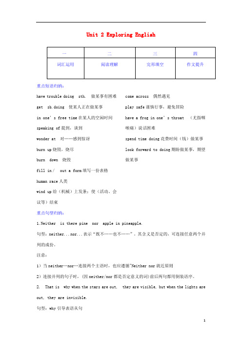 高中英语Unit2ExploringEnglish同步练习含解析外研版必修第一册