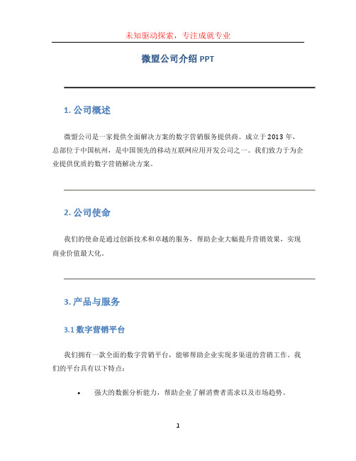 微盟公司介绍PPT