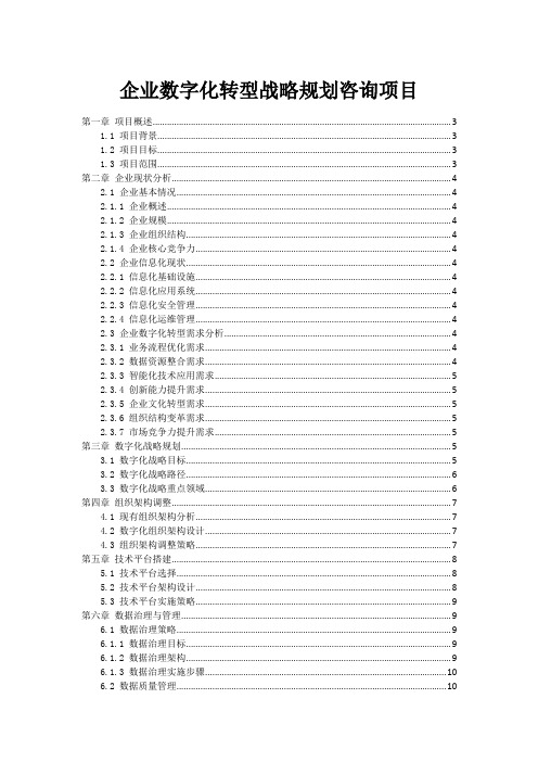 企业数字化转型战略规划咨询项目