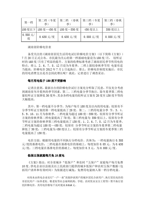 湖南省阶梯电价表