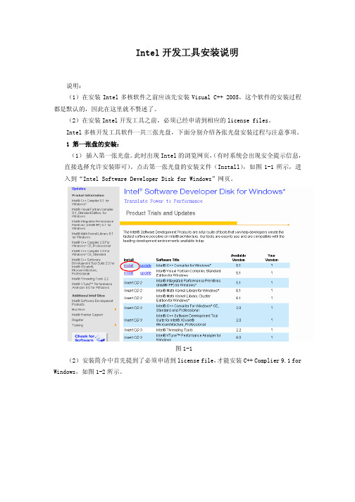 Intel软件安装说明