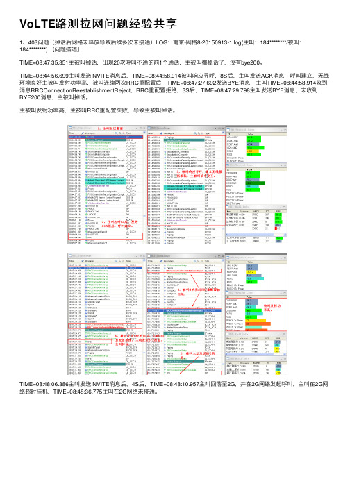 VoLTE路测拉网问题经验共享