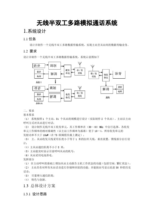 无线半双工多路模拟通话系统