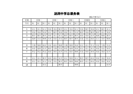 2014年汤涧中学课程表