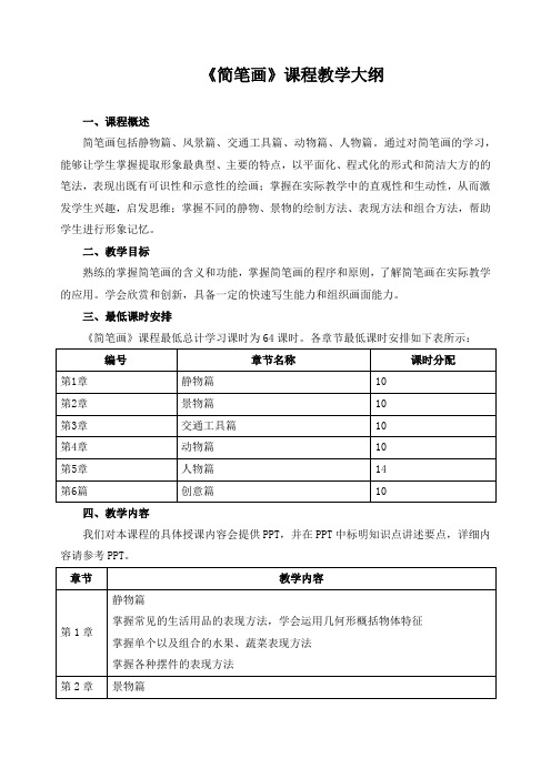 《简笔画》课程教学大纲