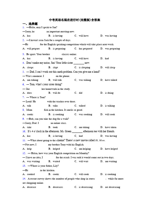 中考英语名现在进行时(完整版)含答案