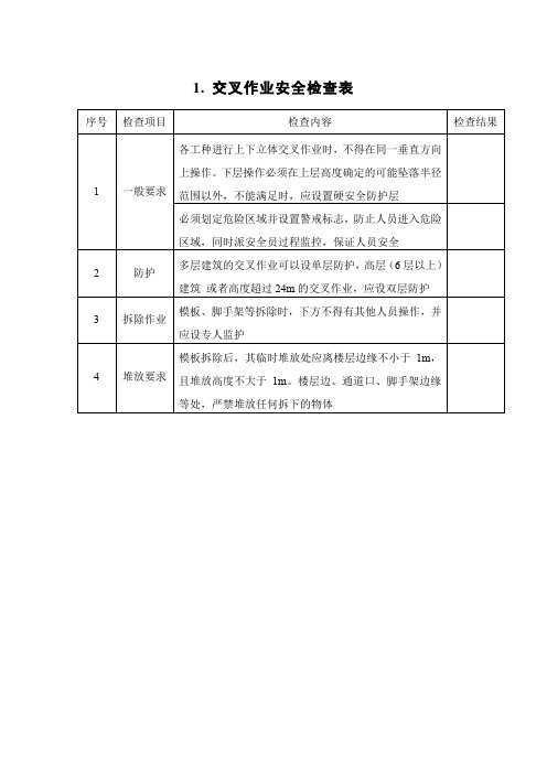 交叉作业安全检查表