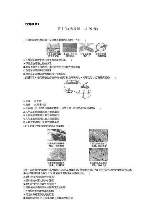 山东临沂2020中考物理综合模拟测试卷(含答案)