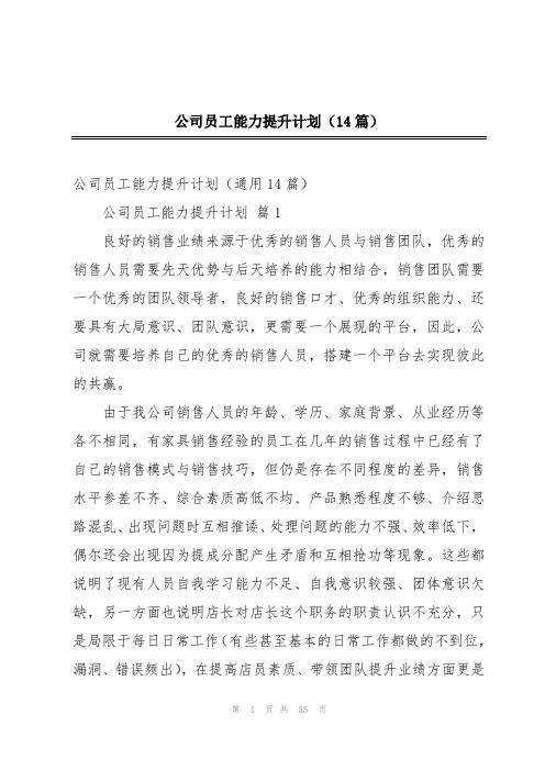 公司员工能力提升计划(14篇)