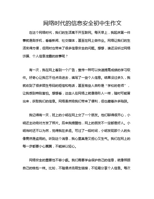 网络时代的信息安全初中生作文