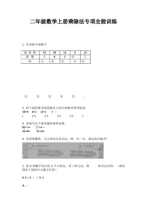 最新二年级数学上册乘除法专项全能训练-2020-2021学年人教版