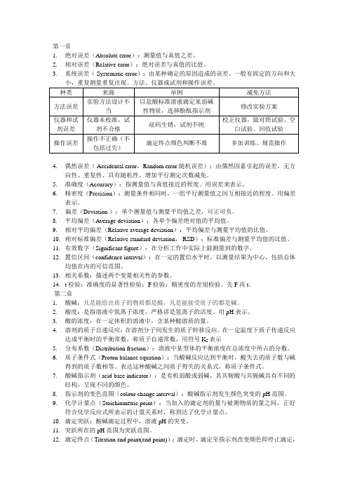 中国药科大学考研--分析化学名词解释整理