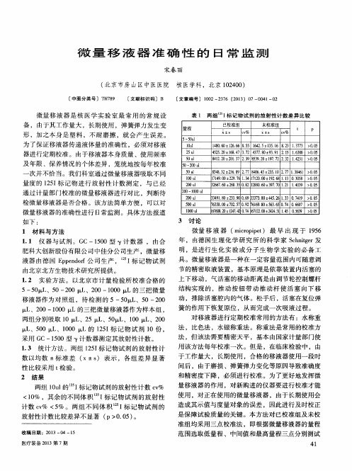 微量移液器准确性的日常监测