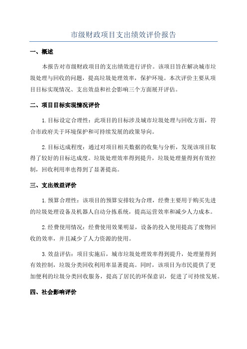 市级财政项目支出绩效评价报告