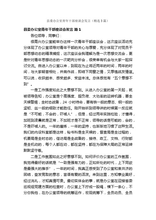 县委办公室青年干部座谈会发言（精选3篇）