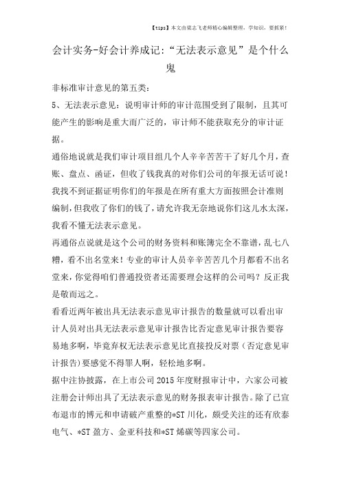 会计干货之好会计养成记“无法表示意见”是个什么鬼
