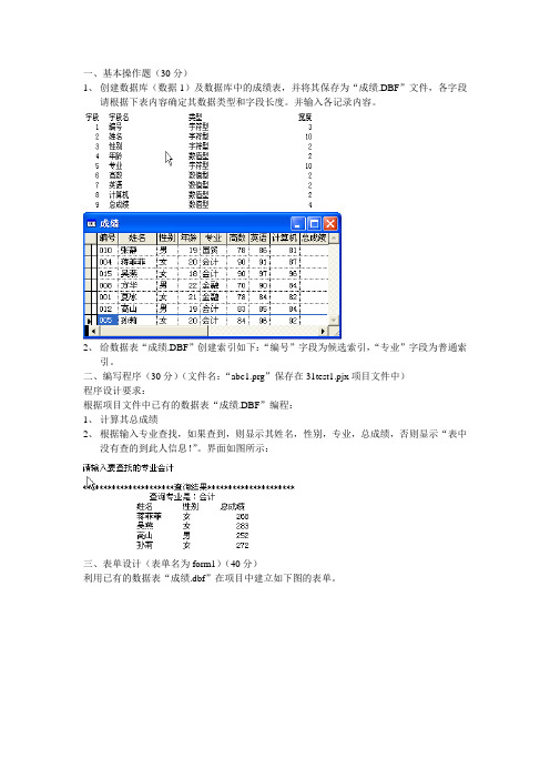 四川省计算机二级 VF 上机(一)