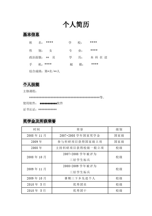 研究生复试用的简历,绝对一目了然,效果不错哦