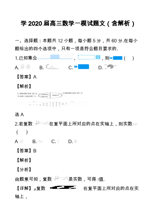 学2020届高三数学一模试题文(含解析)