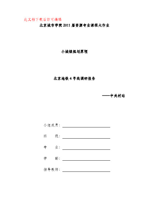 北京地铁4号线中关村站调查报告(完整资料).doc