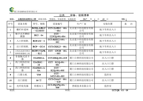 智能化设备清单-【范本模板】